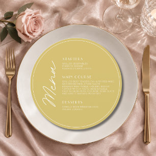 Soft Gold Quiet Round Welcome Wedding Dinner Menu