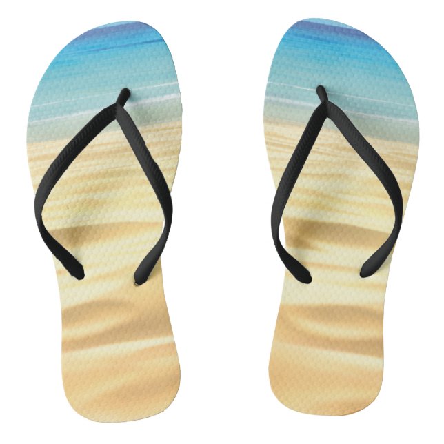 Soft Golden Beach Water Background Thongs (Footbed)