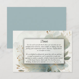 Soft Golden Dusty Blue Romance Wedding Enclosure Card