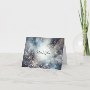 Soft Golden Dusty Blue Romance Wedding Thank You Card