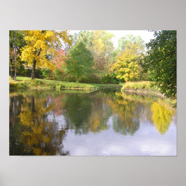 "SOFT GOLDEN REFLECTIONS/MIRROR-LIKE POND'S SURFAC POSTER (Front)