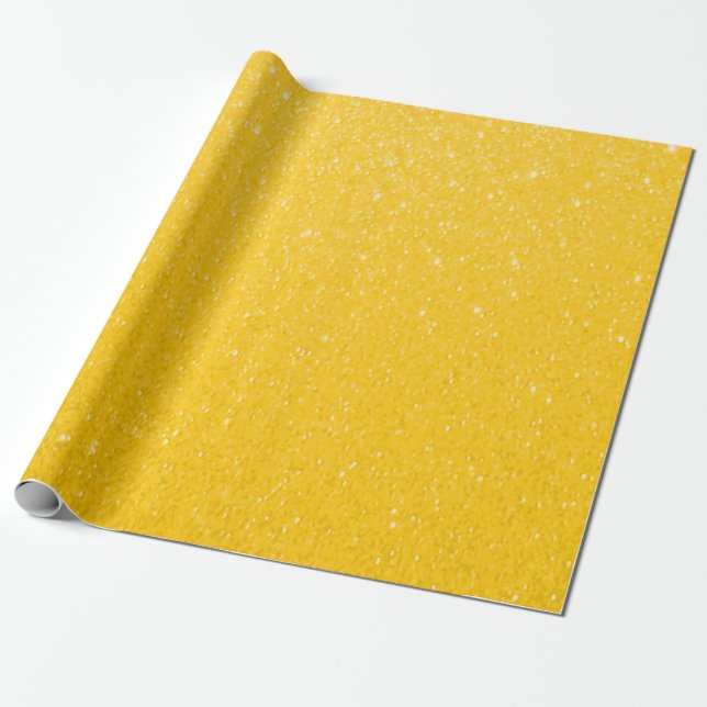 Soft Golden Yellow Glitter Print Wrapping Paper (Unrolled)