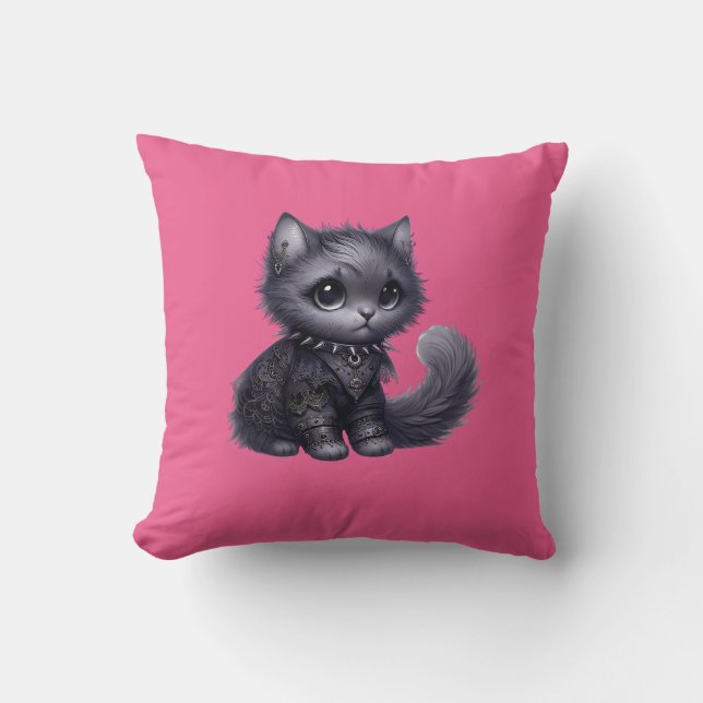 Soft Goth Kitten  Cushion (Front)
