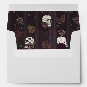Soft Gothic Chic Light Grey Skull and Rose Envelope