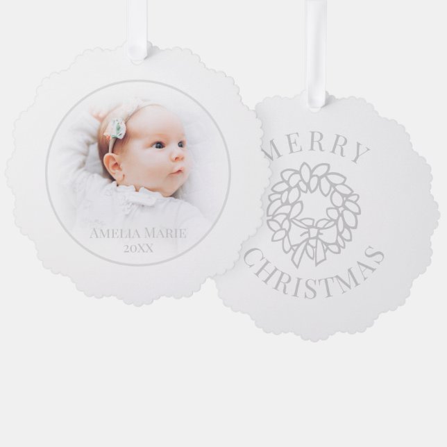 Soft Grandparent Christmas Photo (Pale Background) Tree Decoration Card (Front/Back)