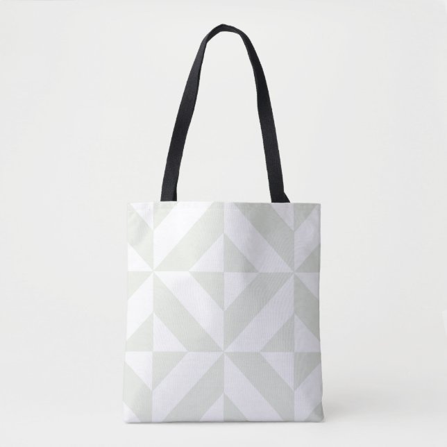 Soft Gray Geometric Art Deco Tote Bag (Front)