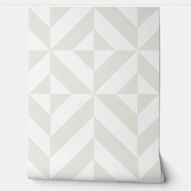 Soft Gray Geometric Art Deco Wallpaper (Unrolling)