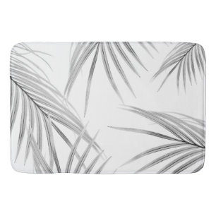 Soft Gray Palm Leaves Dream #1 #tropical #decor  Bath Mat