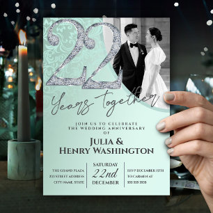 Soft Green 22nd Wedding Anniversary Invitation