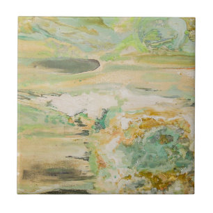 Soft Green Abstract Fine Art  Ceramic Tile
