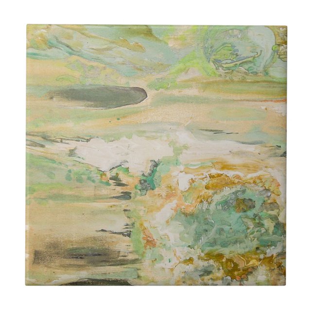 Soft Green Abstract Fine Art  Ceramic Tile (Front)