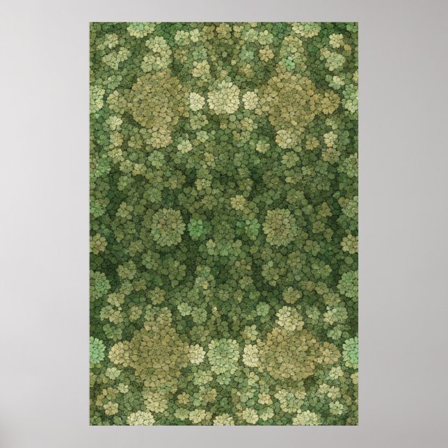Soft Green and Beige Floral Texture Poster (Front)
