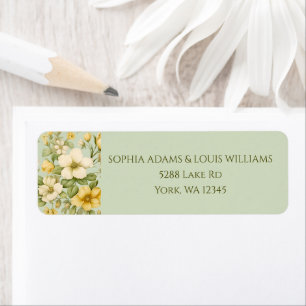 Soft green and beige floral wedding address label  return address label