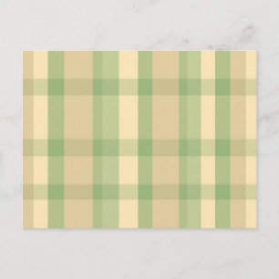 Soft Green and Beige Plaid Pattern Postcard
