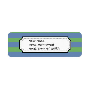 Soft Green and Blue Purple Striped Pattern Return Address Label