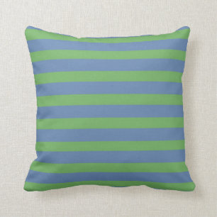 Soft Green and Periwinkle Striped Pattern Cushion