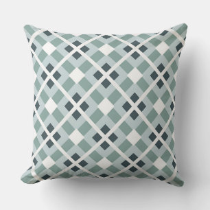 Soft Green and Slate Geometric Pattern Cushion