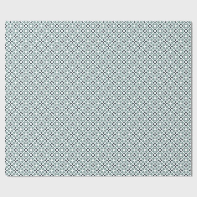 Soft Green and Slate Geometric Pattern Wrapping Paper (Flat)