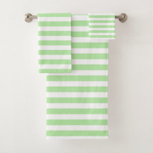 Soft Green and White Stripes Bath Towel Set