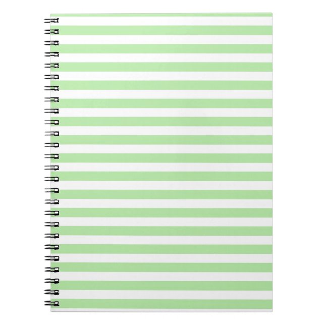 Soft Green and White Stripes Notebook (Front)