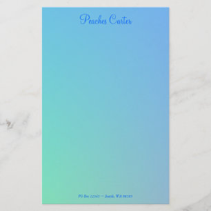 Soft Green Aqua Blue Ombre Stationery