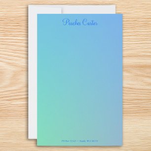 Soft Green Aqua Blue Ombre Stationery