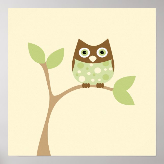 Soft Green Baby Owl Poster (Front)