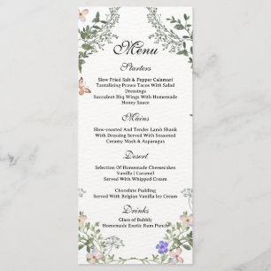 Soft Green Boho Gender Neutral Floral Baby Shower  Menu