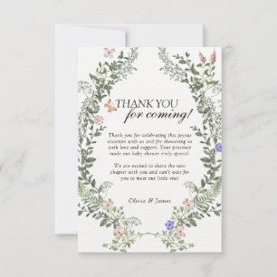 Soft Green Boho Gender Neutral Floral Baby Shower Thank You Card