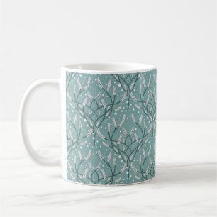 Soft Green Botanical Vine Pattern Coffee Mug