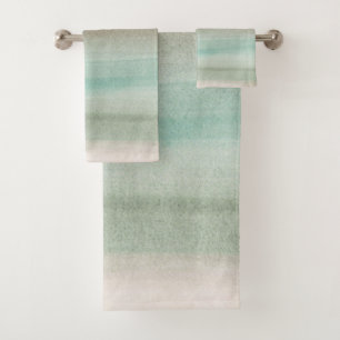 Soft Green Brown Watercolor Dream #1 #painting Bath Towel Set