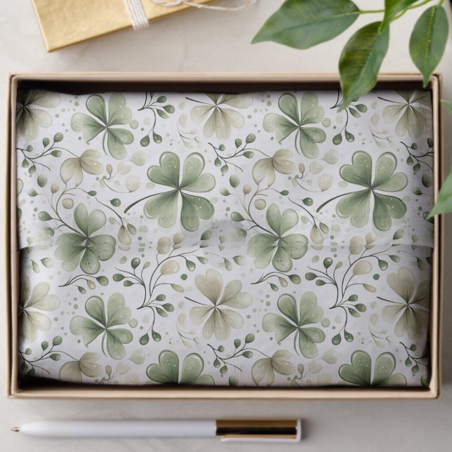 Soft Green & Cream Shamrock Pattern Tissue Paper (Creator Uploaded)