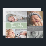 Soft Green Custom Photo Collage birth Baby Shower  Thank You Card<br><div class="desc">Express your gratitude and share the joy of your new arrival with these Soft Green Custom Photo Collage Baby Shower Thank You Cards. Designed to be personalised, these cards allow you to showcase your beautiful baby and create a heartfelt message for your loved ones. Capture the precious moments of your...</div>