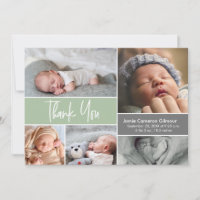 Soft Green Custom Photo Collage birth Baby Shower 