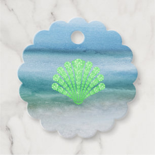 Soft Green Diamond Seashell Abstract Sea Favour Tags