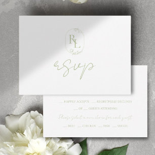 Soft Green Floral Monogram Wedding RSVP