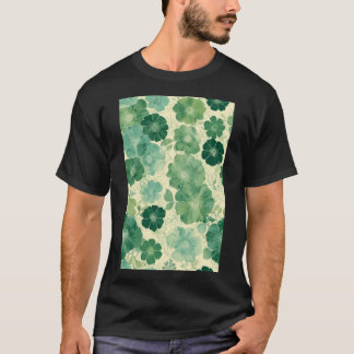 Soft Green Floral Pattern: Vintage Botanical T-Shirt
