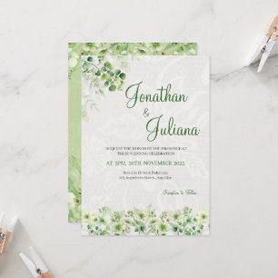 Soft Green Floral Wedding Invitation