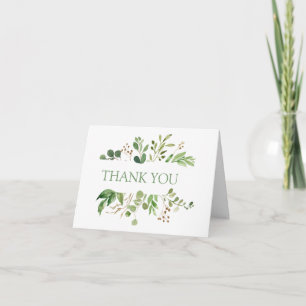 Soft Green Leaf Frame Thank You Card
