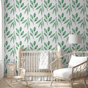 Soft Green Leaves Pattern Wallpaper