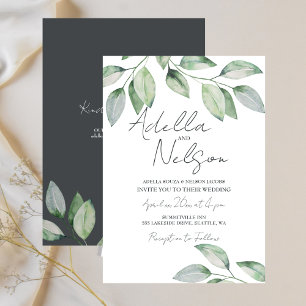 Soft Green Leaves Wedding  Invitation