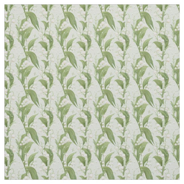 Soft Green Lily of the Valley Botanical Fabric (Swatch)