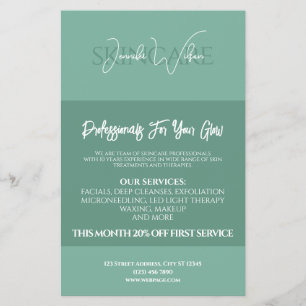 Soft green mint tone skincare flyer