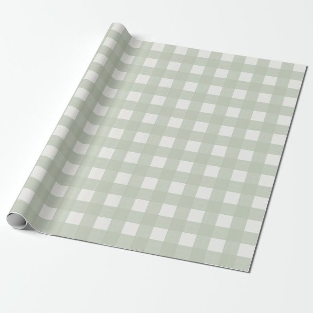 Soft Green Plaid Wrapping Paper (Unrolled)
