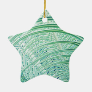 Soft Green Plant Palm Leaf Ceramic Ornament