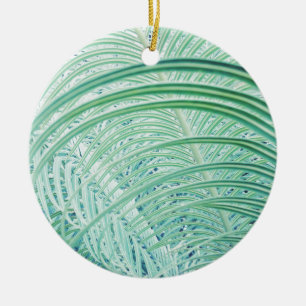 Soft Green Plant Palm Leaf Ceramic Tree Decoration