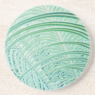 Soft Green Plant Palm Leaf Coaster