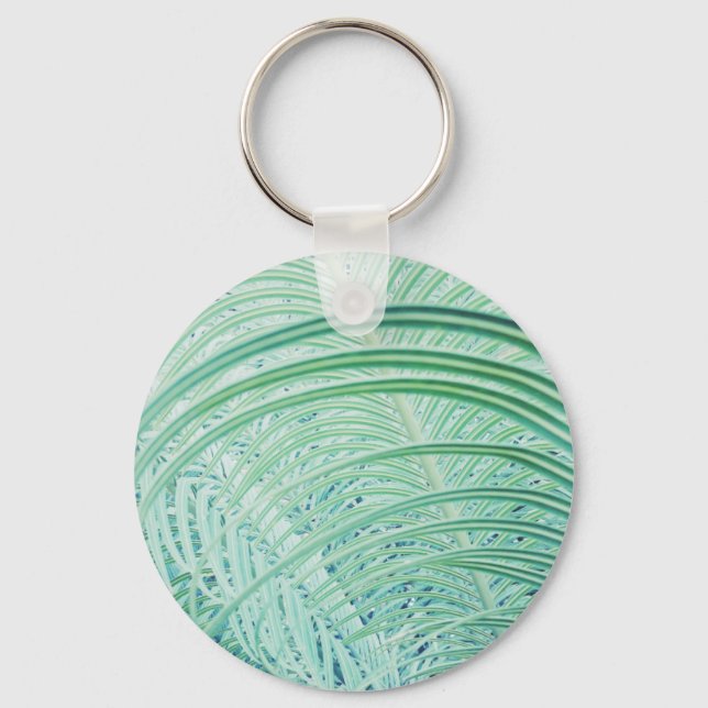 Soft Green Plant Palm Leaf Key Ring (Front)