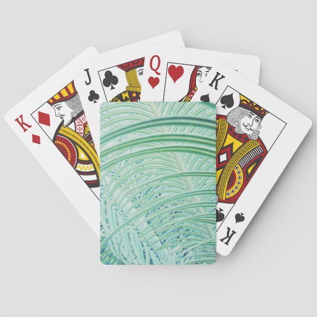 Soft Green Plant Palm Leaf Playing Cards (Back)