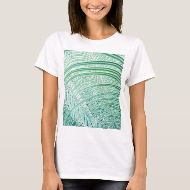Soft Green Plant Palm Leaf T-Shirt (Front)